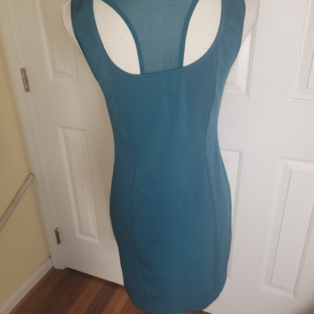 Chic Teal Zipper Dress - Picture 4 of 7